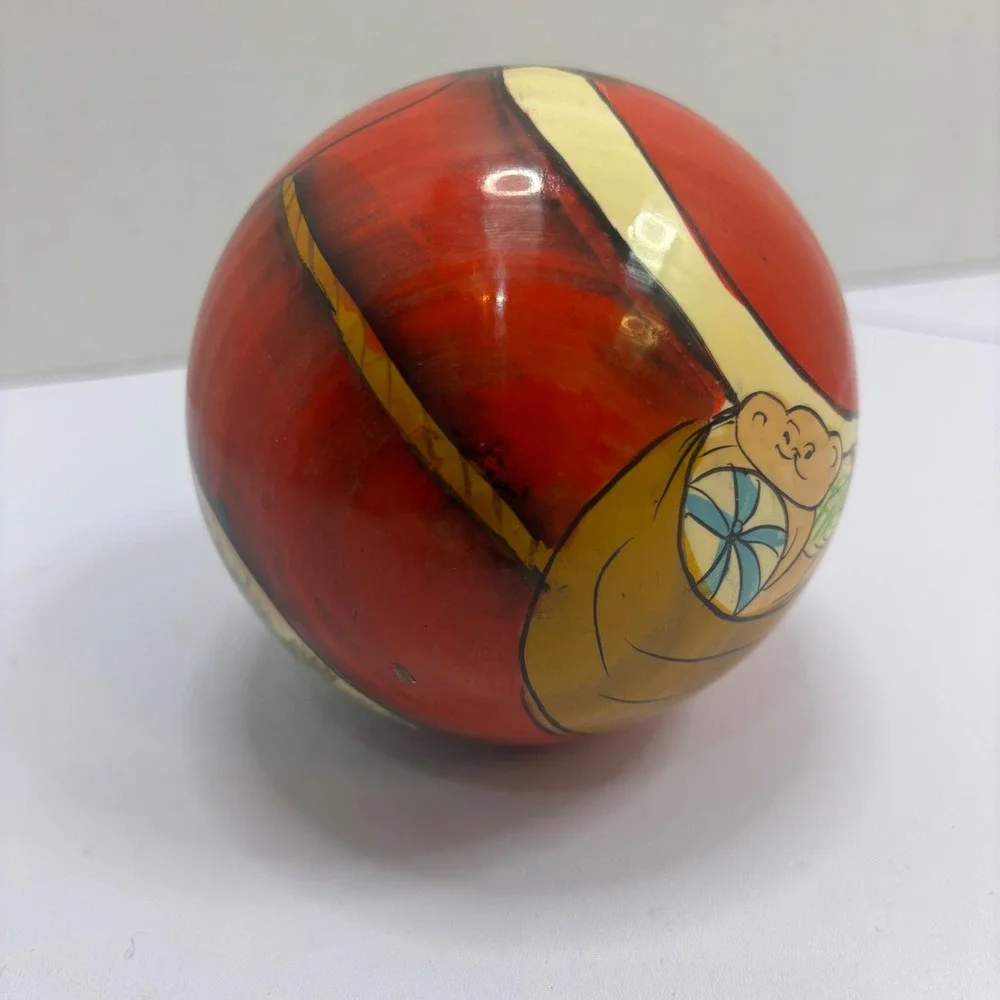 Vintage Santa Claus Wooden Nesting Spheres With 3 Christmas Matryoshka Dolls